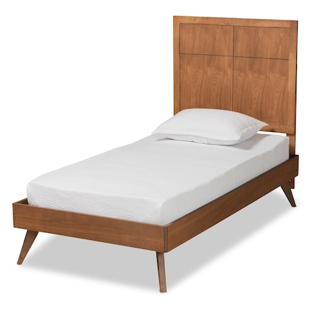 Baxton Studio Noela Mid-Century Modern Walnut Brown Finished Wood Twin Size Platform Bed 186-11138-11159-Zoro